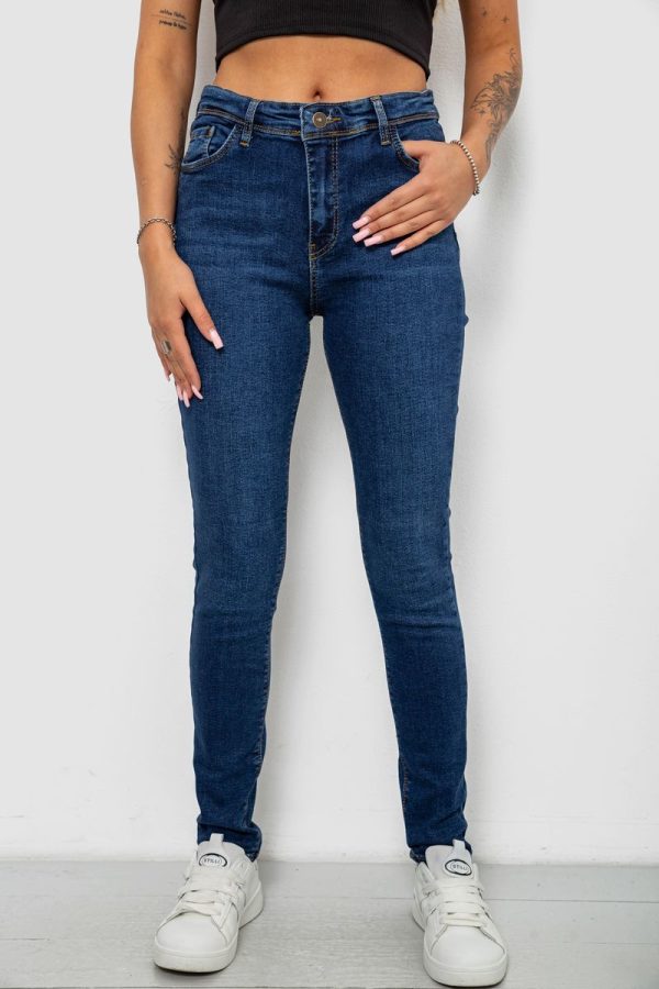 Джинси жіночі однотонні Skinny, колір темно-синій, 244R2001-B Джинси жіночі однотонні Skinny, колір темно-синій, 244R2001-B