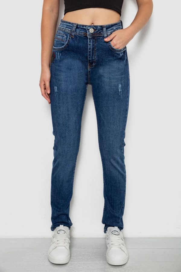 Джинси жіночі однотонні Skinny, колір синій, 244R11966 Джинси жіночі однотонні Skinny, колір синій, 244R11966