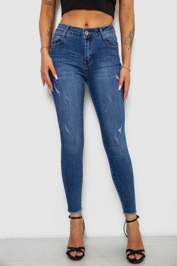 Джинси жіночі однотонні Skinny, колір синій, 244RS5712 Джинси жіночі однотонні Skinny, колір синій, 244RS5712