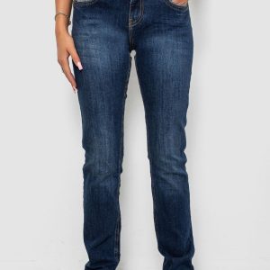 Джинси жіночі однотонні Straight fit, колір синій, 244R11489 Джинси жіночі однотонні Straight fit, колір синій, 244R11489