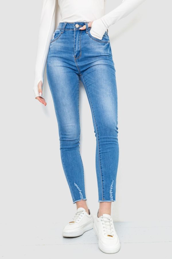 Джинси жіночі з потертостями, колір синій, 214R1531 Джинси жіночі з потертостями, колір синій, 214R1531