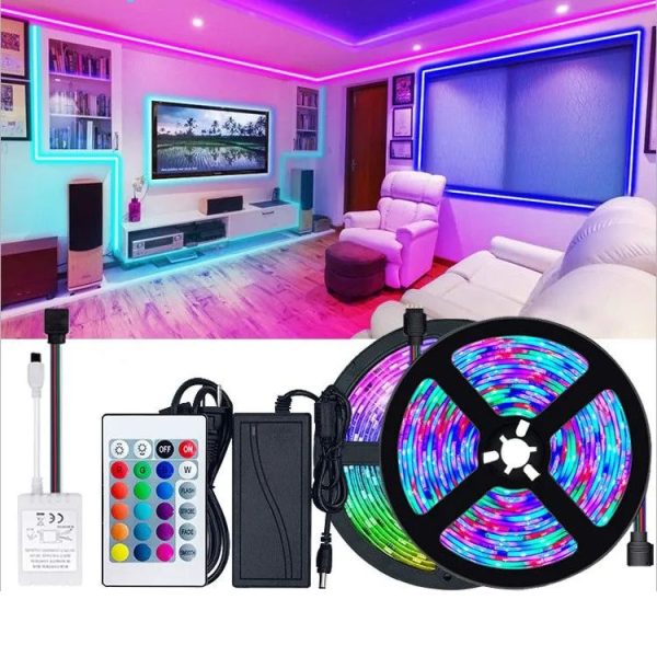 32jufvak3jcu.jpg Світлодіодна стрічка SMD 5050 RGB LED 5 м IP65 з пультом та блоком живлення 220v, 5м, Стрічка світлодіодна 5050