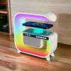 Нічний акумуляторний RGB G3 з бездротовою зарядкою 15W Bluetooth колонка Настільна смарт лампа White