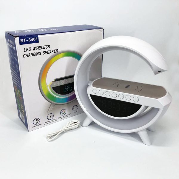 3ckaucyfkfyfvyvy.jpg Настільна смарт лампа-нічник G-Smart BT-3401 з бездротовою зарядкою, колонкою та годинником White
