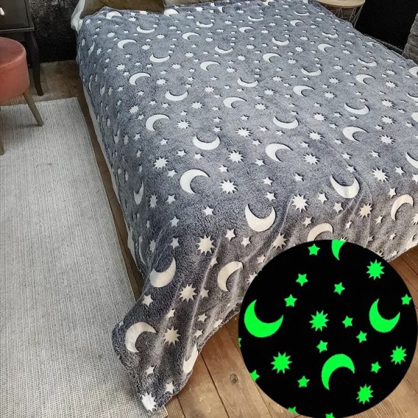 3ucfyvapk3jcufy.jpg Плед, що світиться в темряві, плюшеве покривало Blanket kids Magic Star 150х100 см флісова ковдра Gray