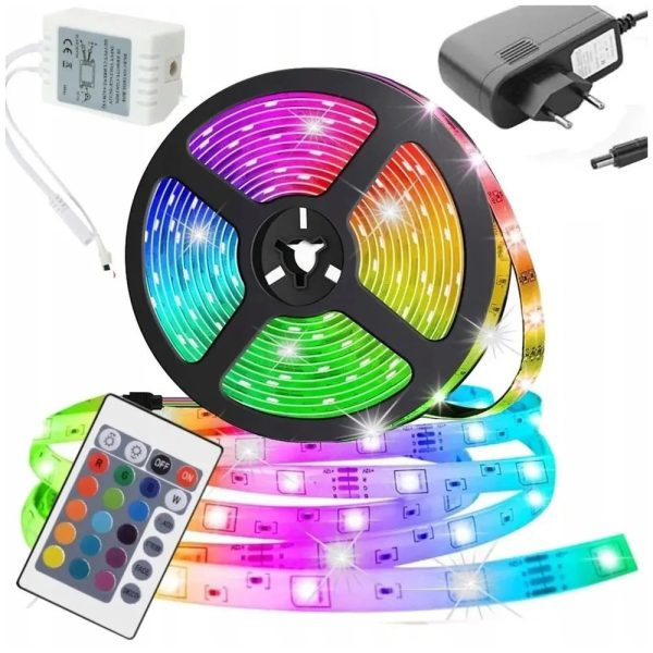 3ucvapk3ujcvyff.jpg Світлодіодна стрічка SMD 5050 RGB LED 5 м IP65 з пультом та блоком живлення 220v, 5м, Стрічка світлодіодна 5050