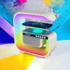 Нічний акумуляторний RGB G3 з бездротовою зарядкою 15W Bluetooth колонка Настільна смарт лампа White