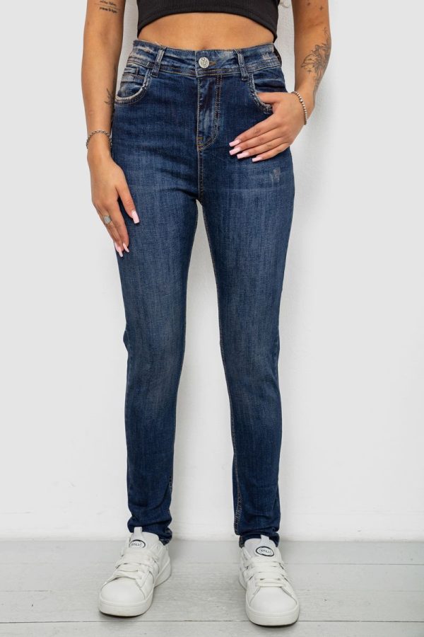 Джинси жіночі однотонні Skinny, колір синій, 244R11989 Джинси жіночі однотонні Skinny, колір синій, 244R11989