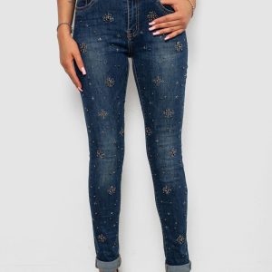 Джинси жіночі однотонні Skinny, колір синій, 244RA-019 Джинси жіночі однотонні Skinny, колір синій, 244RA-019