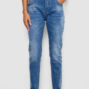 Джинси жіночі однотонні Straight fit, колір синій, 244RF-8196 Джинси жіночі однотонні Straight fit, колір синій, 244RF-8196