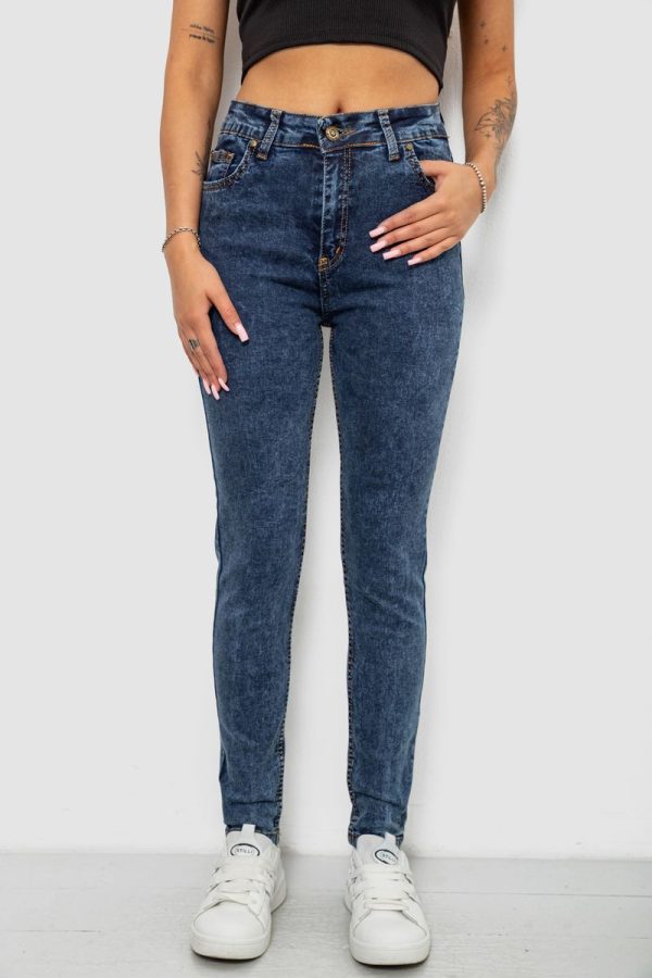 Джинси жіночі однотонні Skinny, колір синій, 244R1268 Джинси жіночі однотонні Skinny, колір синій, 244R1268