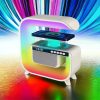 Нічний акумуляторний RGB G3 з бездротовою зарядкою 15W Bluetooth колонка Настільна смарт лампа White