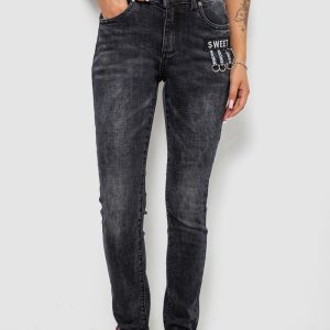 Джинси жіночі однотонні Skinny, колір сірий, 244RRE-6028 Джинси жіночі однотонні Skinny, колір сірий, 244RRE-6028