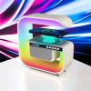 Нічний акумуляторний RGB G3 з бездротовою зарядкою 15W Bluetooth колонка Настільна смарт лампа White