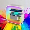 Нічний акумуляторний RGB G3 з бездротовою зарядкою 15W Bluetooth колонка Настільна смарт лампа White