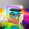 Нічний акумуляторний RGB G3 з бездротовою зарядкою 15W Bluetooth колонка Настільна смарт лампа White
