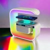 Нічний акумуляторний RGB G3 з бездротовою зарядкою 15W Bluetooth колонка Настільна смарт лампа White