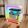 Нічний акумуляторний RGB G3 з бездротовою зарядкою 15W Bluetooth колонка Настільна смарт лампа White