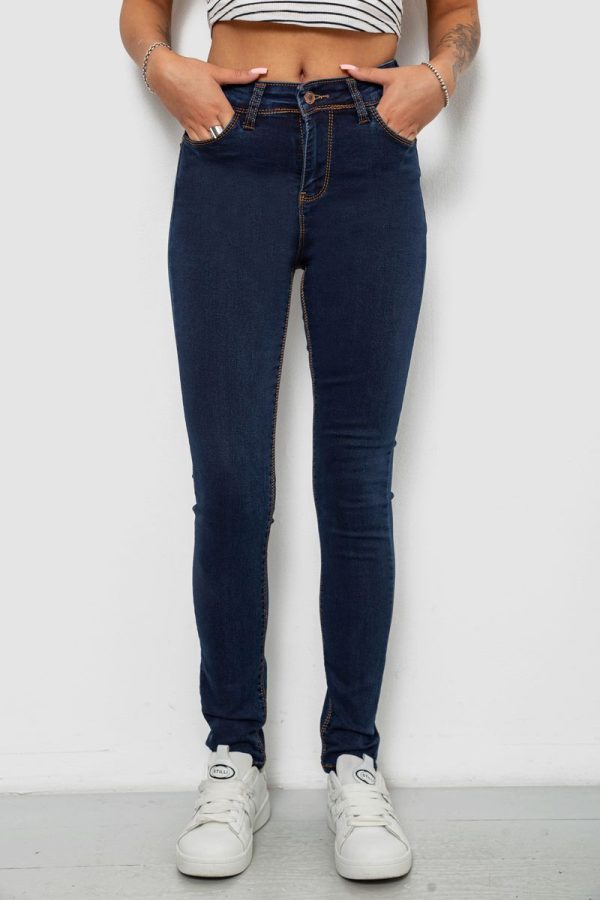 Джинси жіночі однотонні Skinny, колір синій, 244R502-5 Джинси жіночі однотонні Skinny, колір синій, 244R502-5