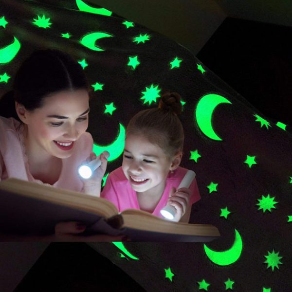 aufiak3jucfvip4cuivaviauc.jpg Плед, що світиться в темряві, плюшеве покривало Blanket kids Magic Star 150х100 см флісова ковдра Gray