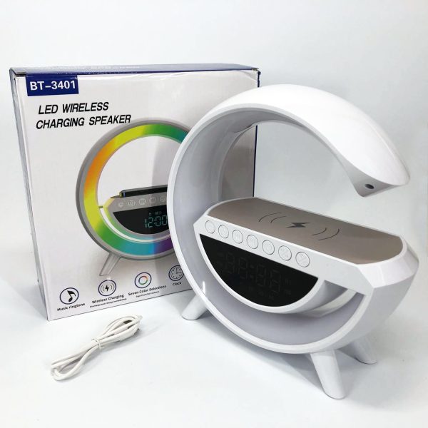avpeufaavavyyf.jpg Настільна смарт лампа-нічник G-Smart BT-3401 з бездротовою зарядкою, колонкою та годинником White