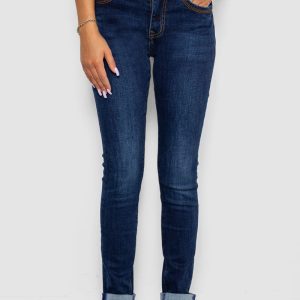 Джинси жіночі однотонні утеплені Skinny, колір синій, 244R5690