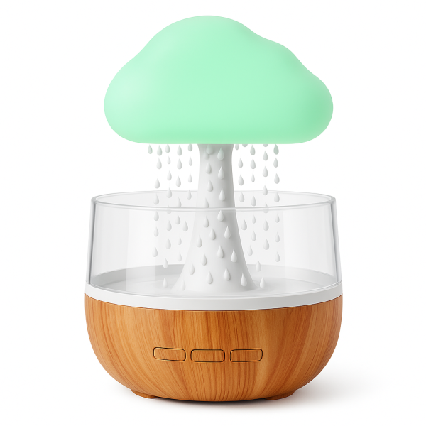 catalog_1772344290_786.png Нічник-зволожувач з ефектом дощу Cloud Rain Humidifier, Аромадіфузор зволожувач повітря для дому