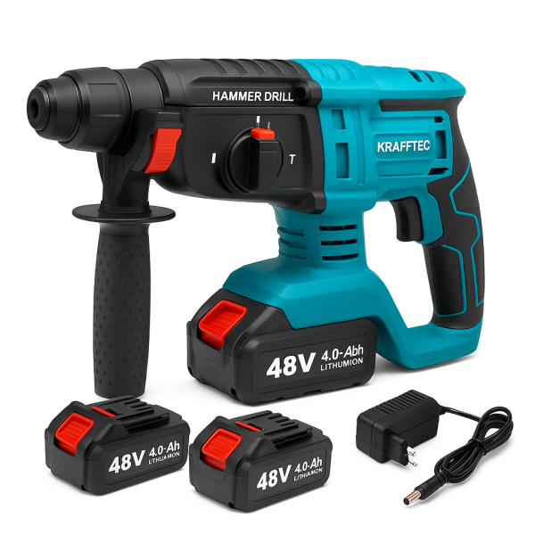 catalog_1773426730_474.png Перфоратор акумуляторний безщітковий KRAFFTEC 48V 2 акб 4.0AH дриль на акамуляторі для дому в кейсі