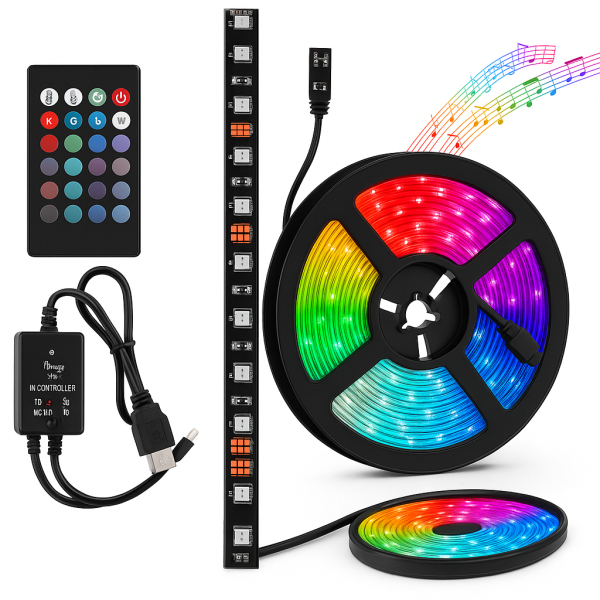 catalog_1774109505_608.png Світлодіодна стрічка SMD 5050 RGB LED 5 м IP65 з пультом та блоком живлення 220v, 5м, Стрічка світлодіодна 5050
