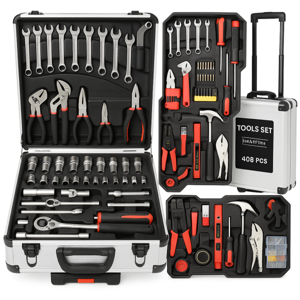 catalog_1780420203_121.png Професійний набір інструментів Tools Set KRAFFTEC у валізі з тріскачкою із 408 предметів