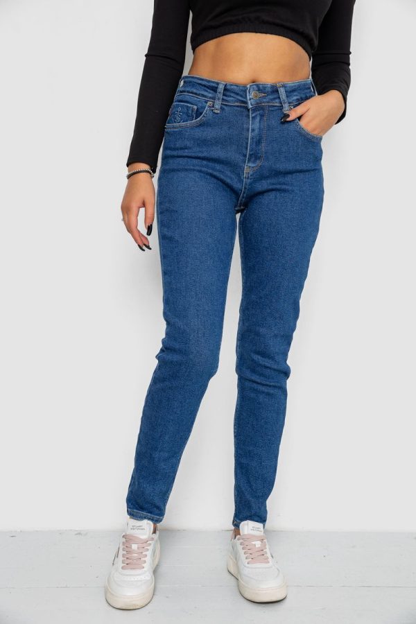 Джинси жіночі Mom-fit стрейч, колір синій, 244R1132 Джинси жіночі Mom-fit стрейч, колір синій, 244R1132