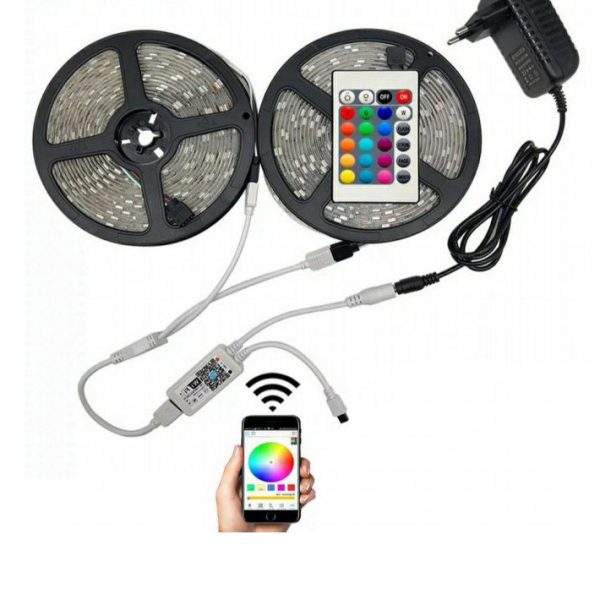 cfvyaucjfy.jpg Світлодіодна стрічка SMD 5050 RGB LED 5 м IP65 з пультом та блоком живлення 220v, 5м, Стрічка світлодіодна 5050