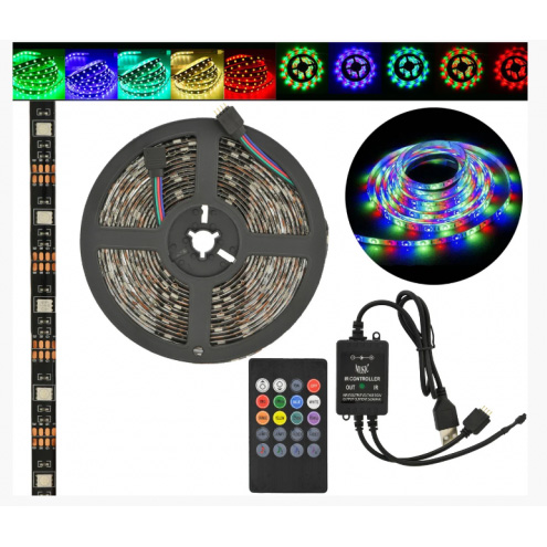 cfyChYasvcf.jpg Світлодіодна стрічка SMD 5050 RGB LED 5 м IP65 з пультом та блоком живлення 220v, 5м, Стрічка світлодіодна 5050