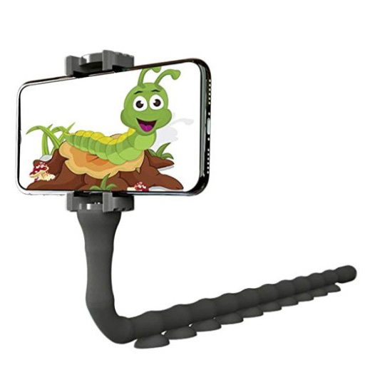 cfysmcjufvyuc.jpg Гнучкий тримач для телефону з універсальними присосками Cute Worm Lazy Holder. Колір: чорний