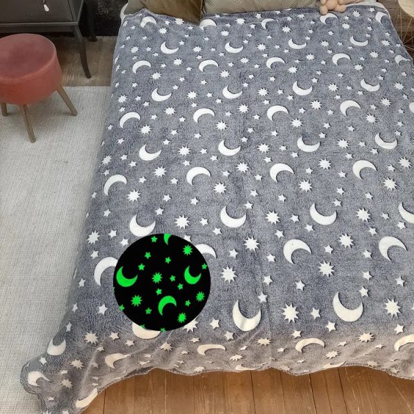 cfyvapk3cjfyv.jpg Плед, що світиться в темряві, плюшеве покривало Blanket kids Magic Star 150х100 см флісова ковдра Gray