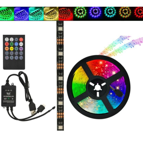 cfyvmayufvcy.jpg Світлодіодна стрічка SMD 5050 RGB LED 5 м IP65 з пультом та блоком живлення 220v, 5м, Стрічка світлодіодна 5050