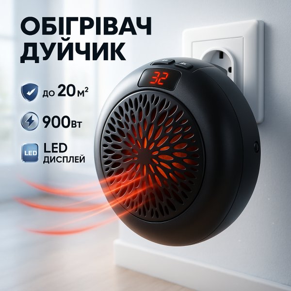 Обігрівач Wonder Heater 900Вт, тепловентилятор для дому, обігрівач дуйчик, тепловентилятор дуйка