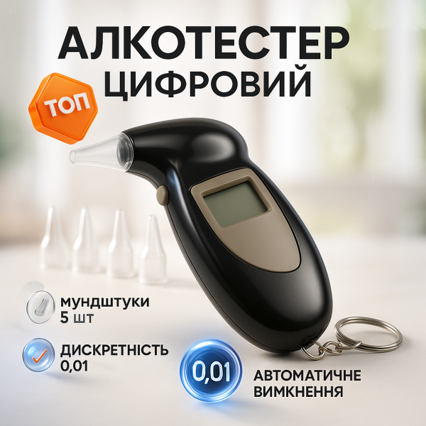 creative_1772341385_822.png Алкотестер цифровий з мундштуками, Хороший алкотестер, Алкотестер алкоголю персональний, Цифровий драгер