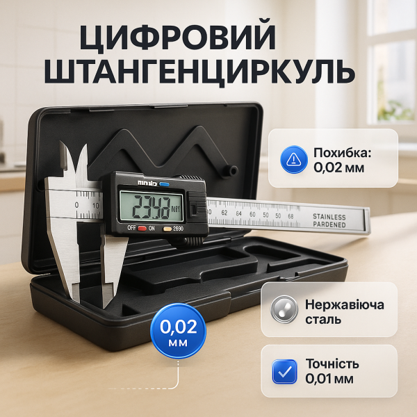 creative_1772352389_579.png Електронний цифровий Штангенциркуль Digital Caliper 0-150 мм з LCD дисплеєм у кейсі мікрометр електронний