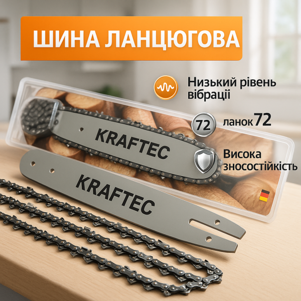 creative_1772428427_762.png Комплект шина 45 см + 2 ланцюги 18 дюймів 72 ланки для бензопили, із міцної сталі для довговічності та надійності