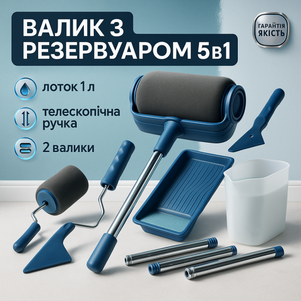 Набір для фарбування стін стелі підлоги валик з резервуаром Paint Roller 5 в 1
