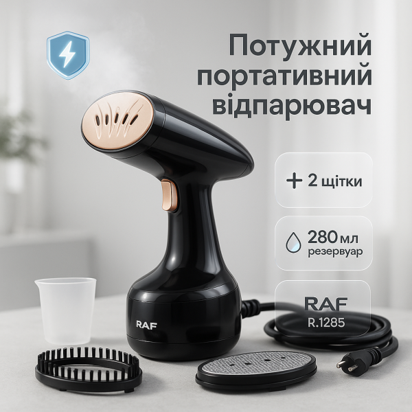 creative_1775019828_985.png Відпарювач ручний RAF R.1285 Праска з парою для вертикального прасування одягу 1600 Вт