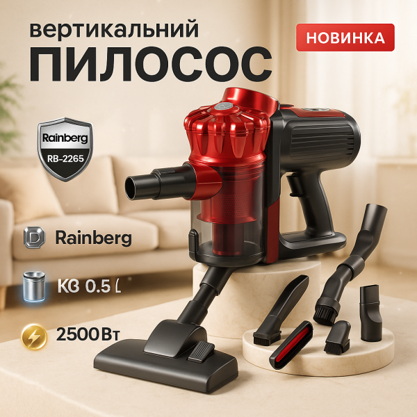 Ручний вакуумний пилосос Rainberg RB-2265 2500 Вт для сухого прибирання