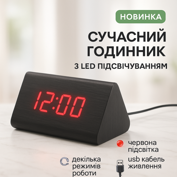 creative_1781531438_736.png Годинник настільний VST-864 з червоним підсвічуванням, Світлодіодний настільний дорожній електронний годинник