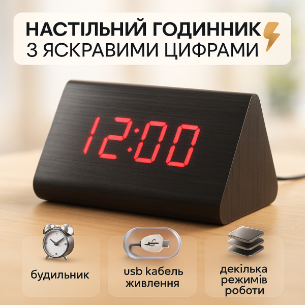 creative_1781531482_398.png Годинник настільний VST-864 з червоним підсвічуванням, Світлодіодний настільний дорожній електронний годинник