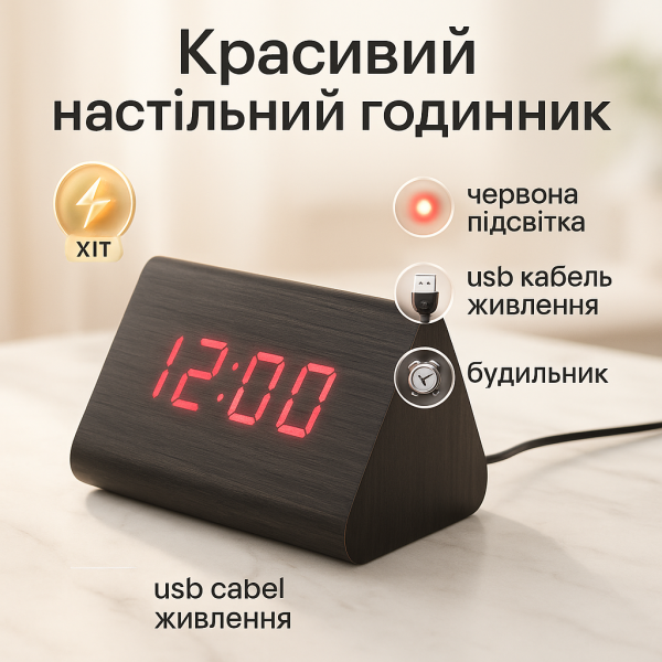 creative_1781531632_220.png Годинник настільний VST-864 з червоним підсвічуванням, Світлодіодний настільний дорожній електронний годинник