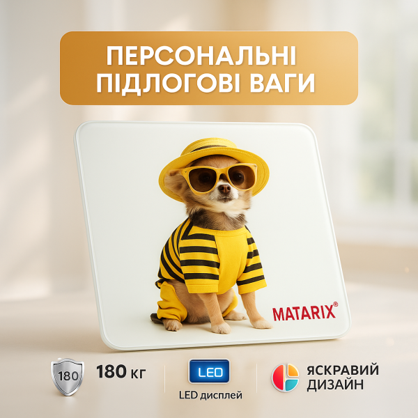 Ваги підлогові MATARIX MX-452 180 кг, Ваги підлогові для вимірювання маси тіла електронні, пес