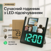 creative_1781538752_932.png Електронний дротовий настільний цифровий годинник DS-6608 з фоторамкою, зелене підсвічування Black