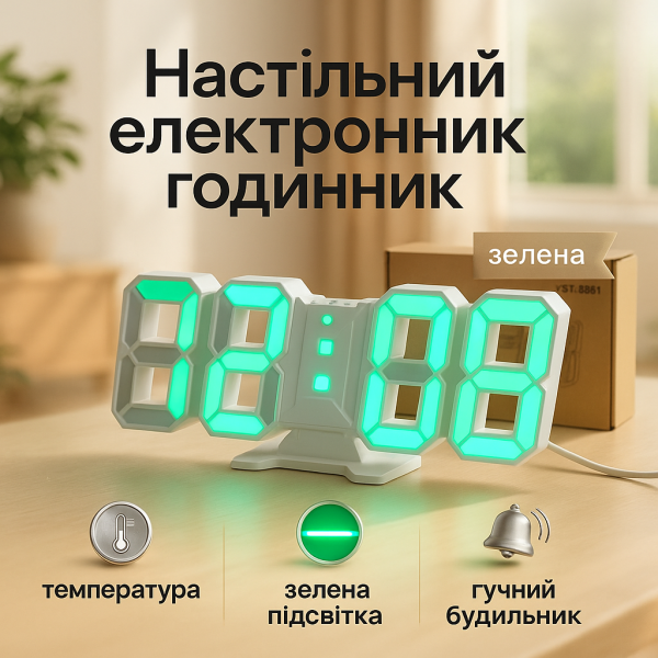 creative_1781539812_318.png Годинник настільний електронні VST-883 LED з будильником і термометром, розумний настільний годинник