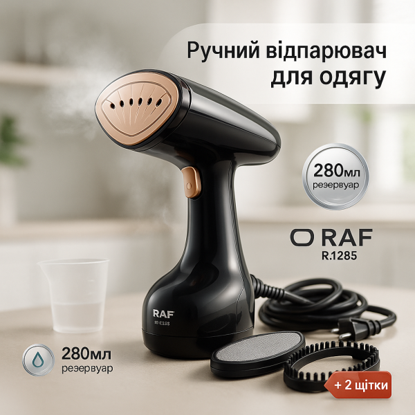creative_1783235565_652.png Відпарювач ручний RAF R.1285 Праска з парою для вертикального прасування одягу 1600 Вт